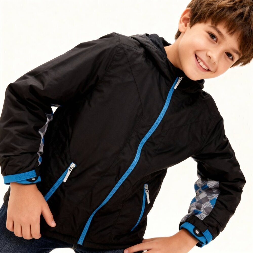 Lands’ End Kids’ Insulated Winter Jacket | Size XL (18–20) | Black & Blue - Picture 1 of 7